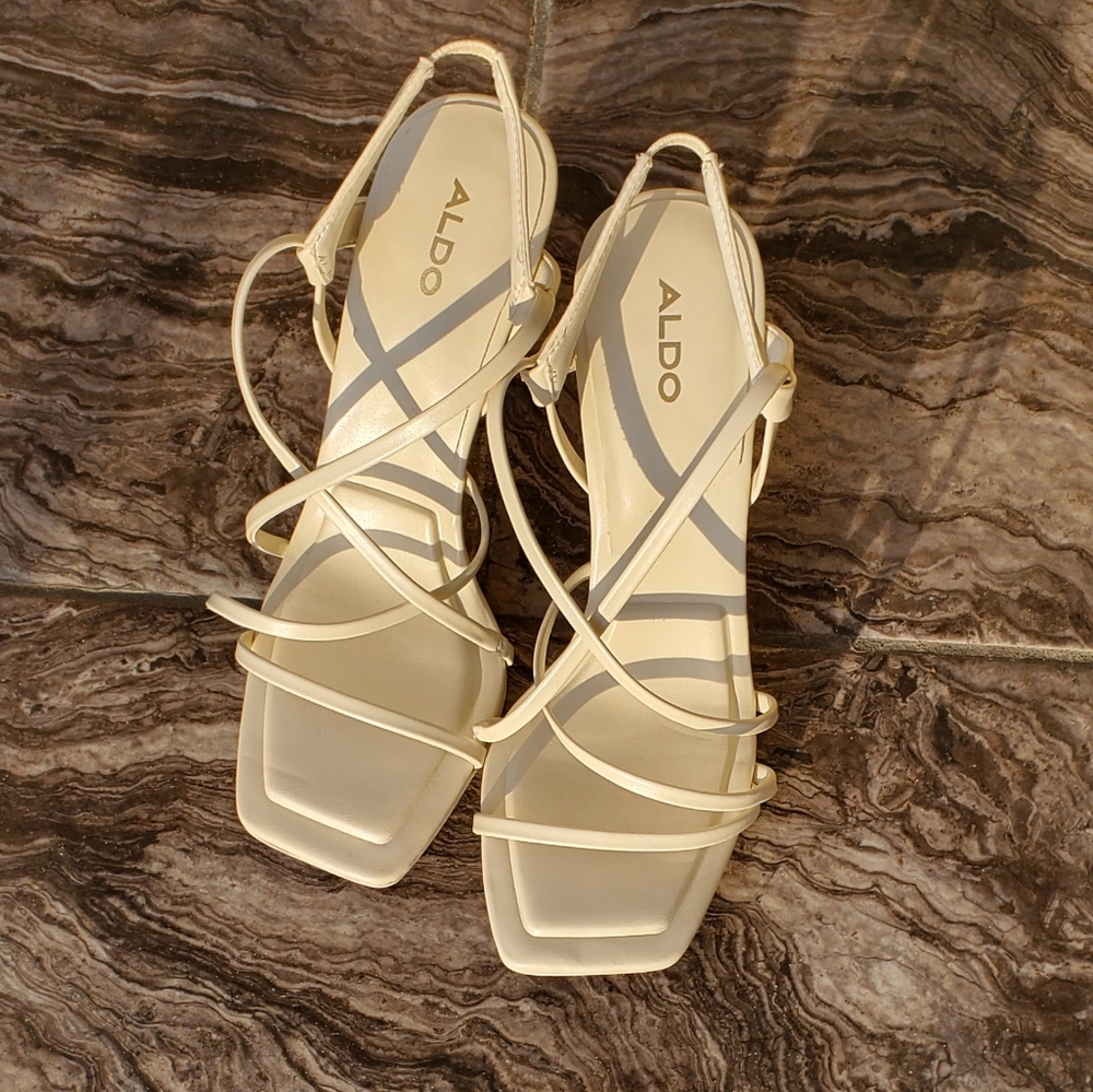 Aldo White Heels Sandals 8.5
